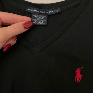 Ralph Lauren Sport black t-shirt with v neck.